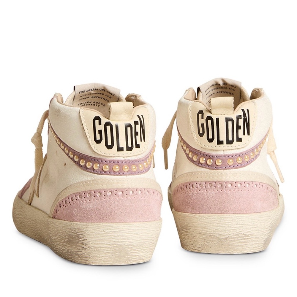 Golden Goose Mid Star Sneakers in Pink and Gold with Swarovski Pearls - Picture 7 of 10